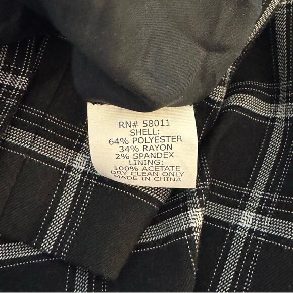 David Meister Black Plaid Cap Sleeve Sheath Dress 8 M Scoop Neck Career Work - Picture 8 of 11